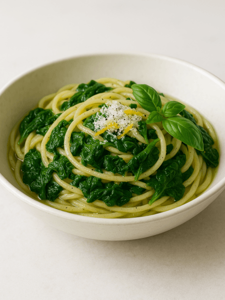Easy Fresh & Zesty Lemon Basil Spinach Pasta Recipe