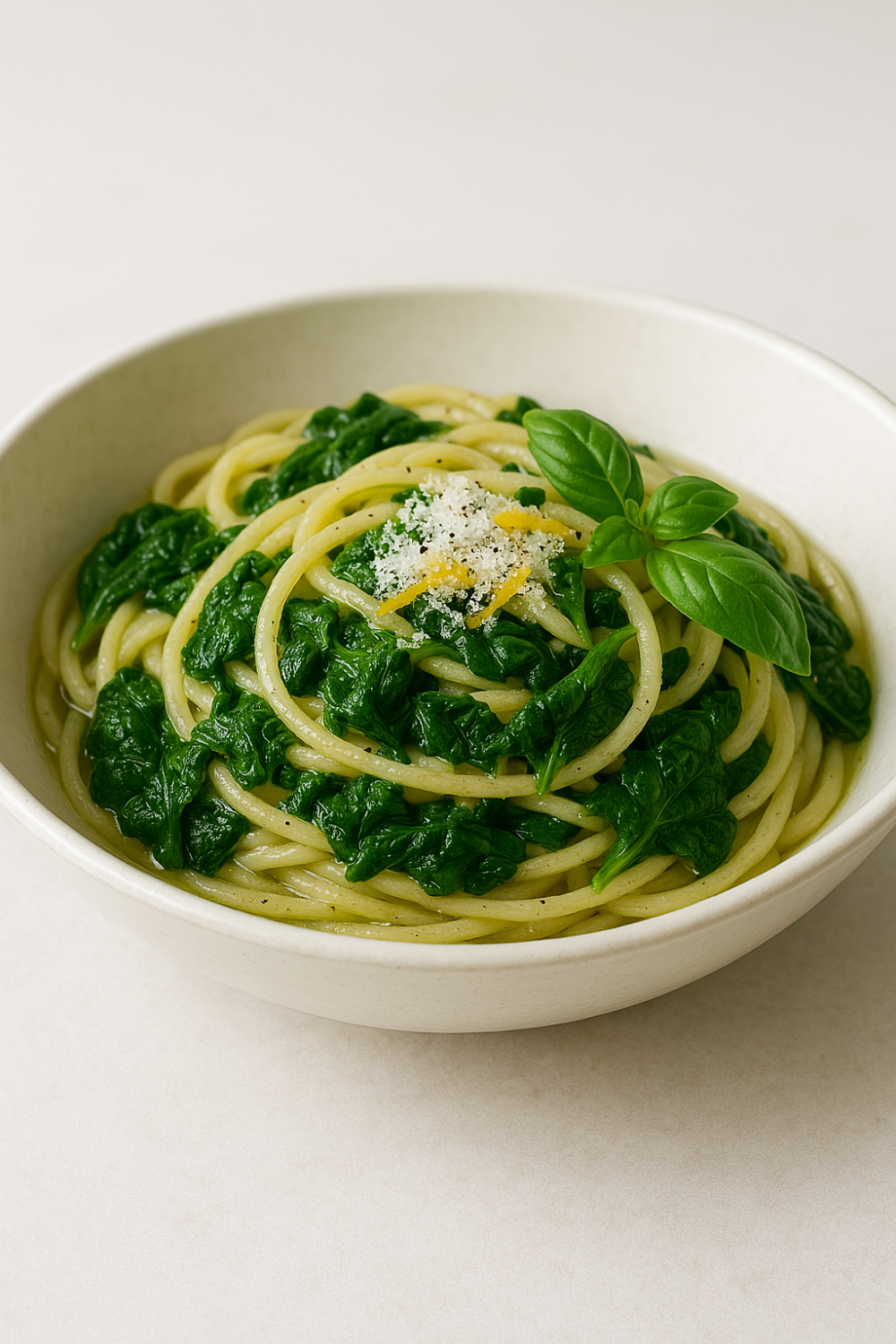 Easy Fresh & Zesty Lemon Basil Spinach Pasta Recipe
