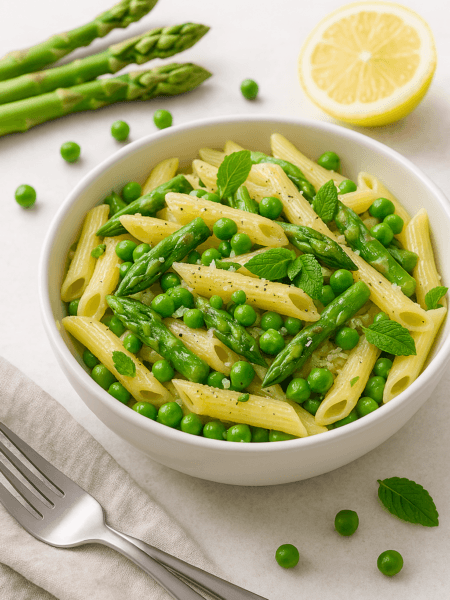 Easy Zesty Asparagus & Pea Pasta with Fresh Mint Twist