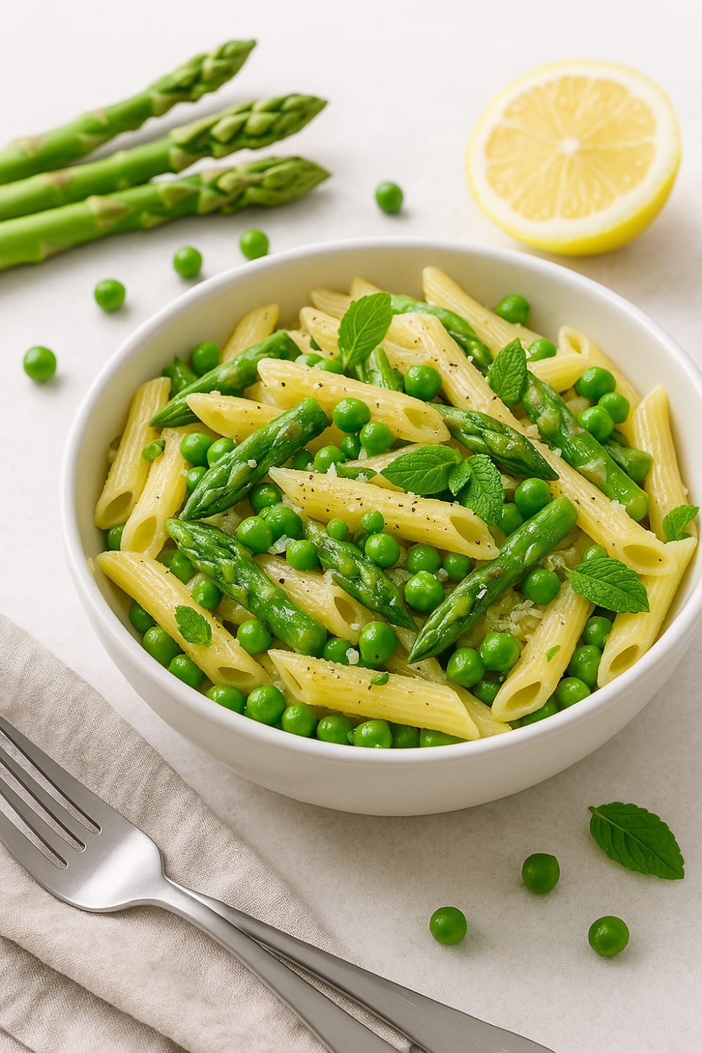 Easy Zesty Asparagus and Pea Pasta with Fresh Mint Twist