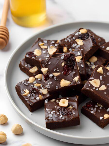 Elegant Plum Hazelnut Dark Chocolate Squares