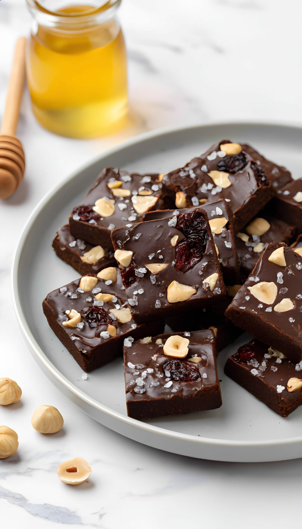 Elegant Plum Hazelnut Dark Chocolate Squares