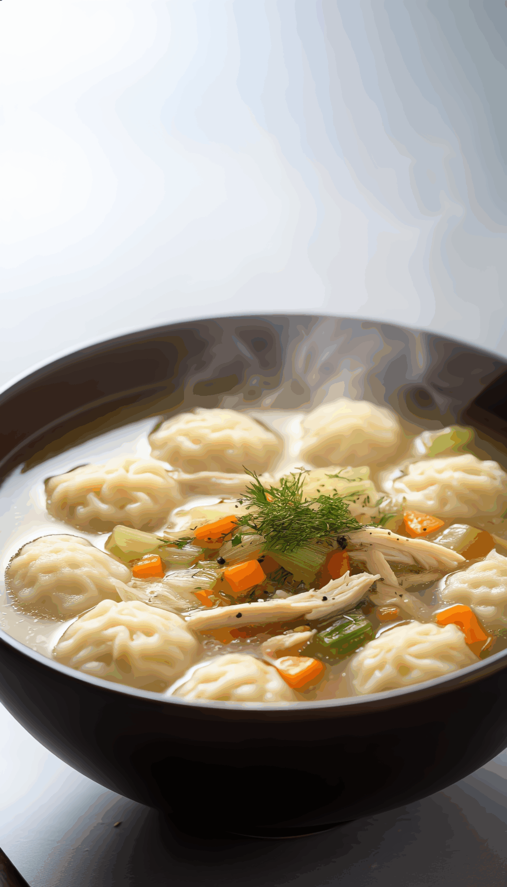 Fluffy Chicken Dumpling (Kneidlach) Soup with Vegetables