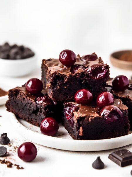 Fudgy Dark Chocolate Cherry Brownies Recipe
