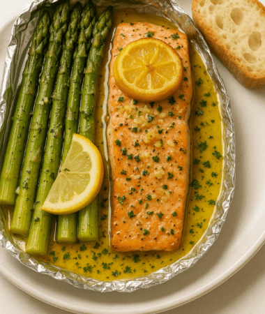 Garlic Lemon Butter Salmon & Asparagus Foil Packets
