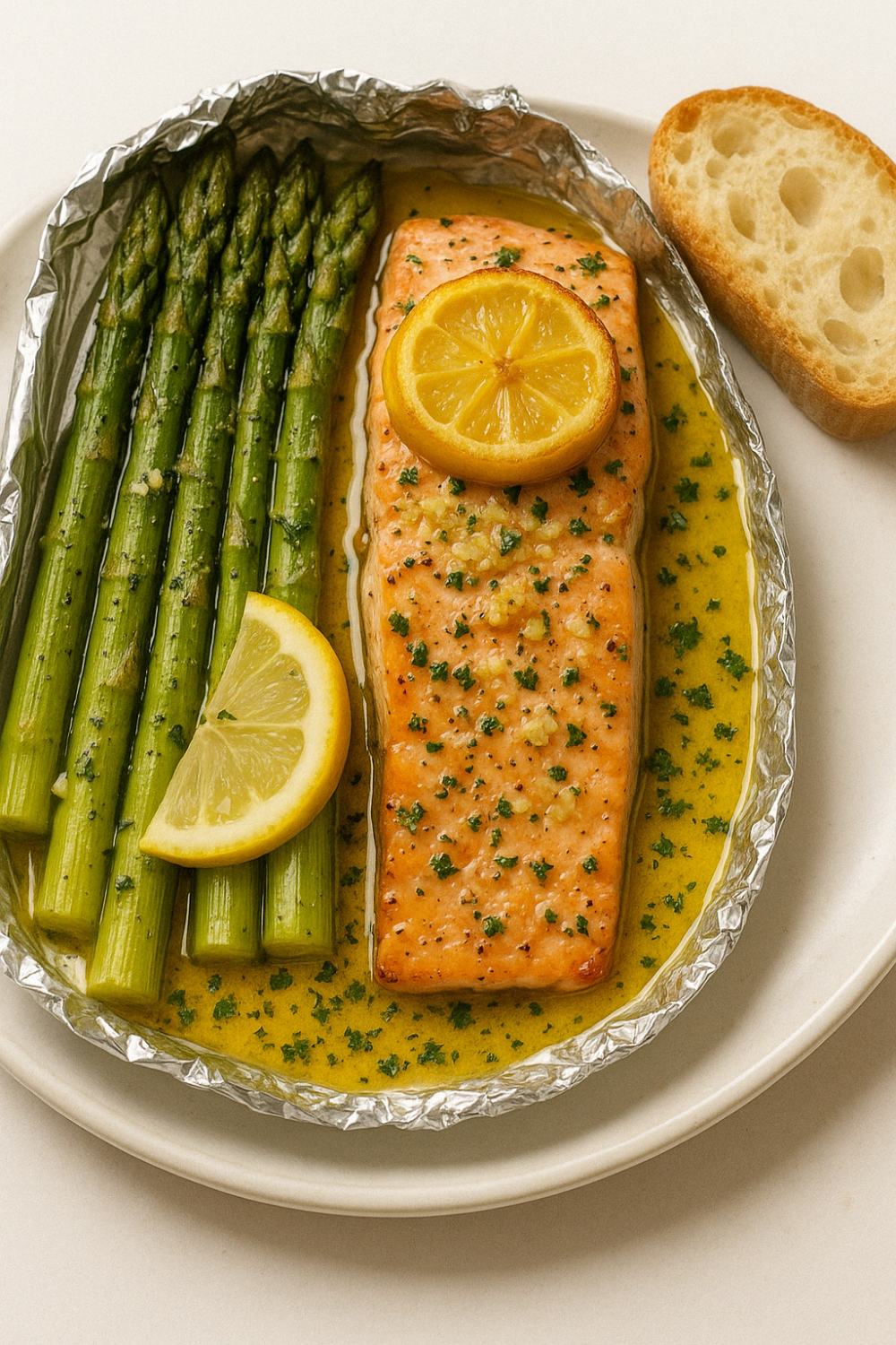 Garlic Lemon Butter Salmon and Asparagus Foil Packets