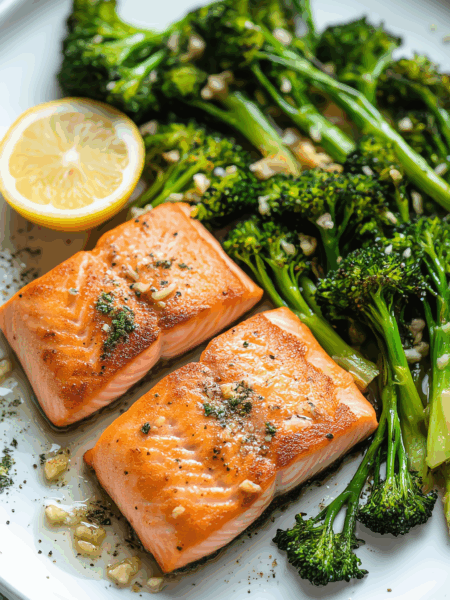 Garlicky Salmon & Broccoli – One-Skillet Meal
