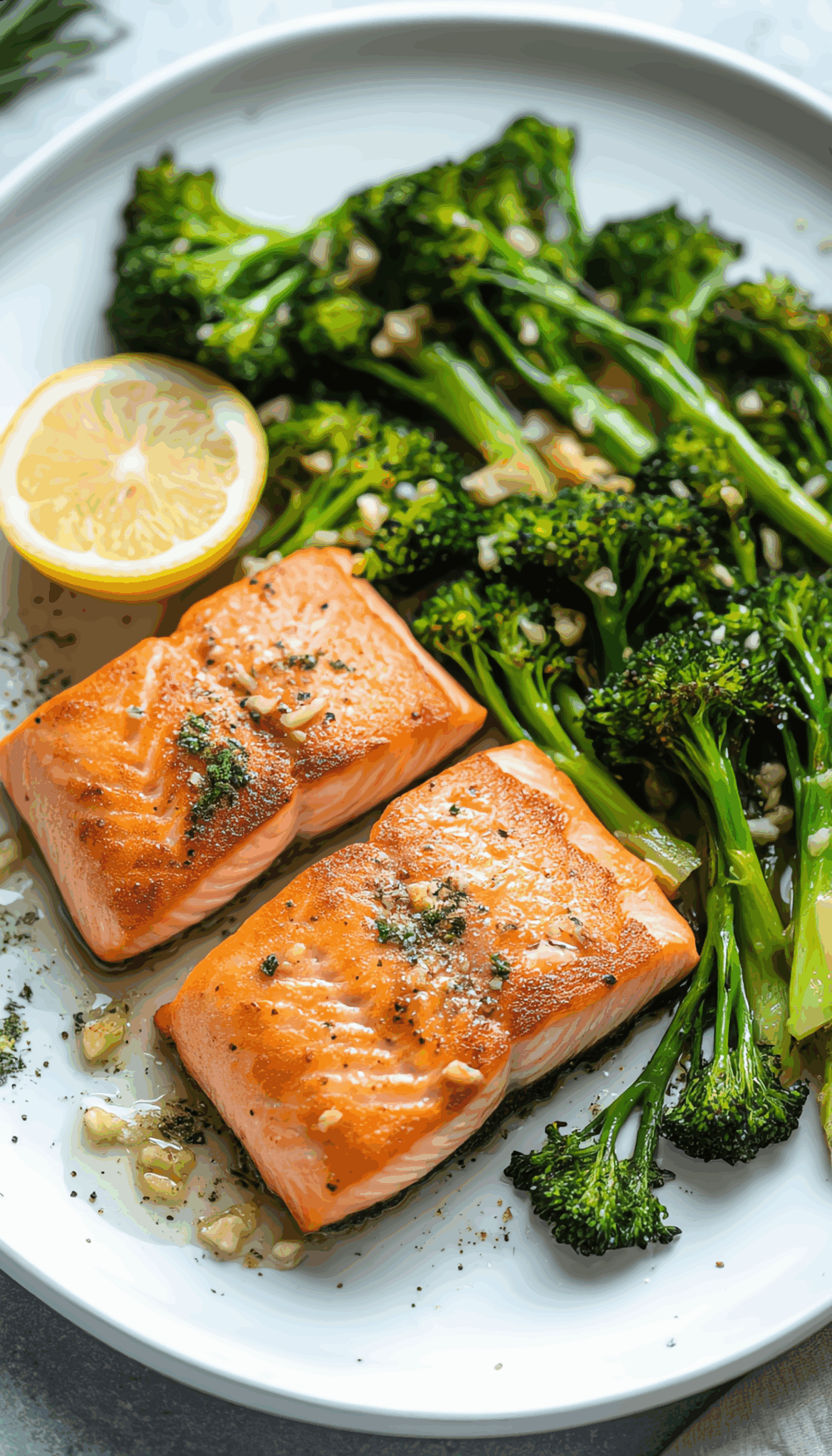 Garlicky Salmon & Broccoli – One-Skillet Meal