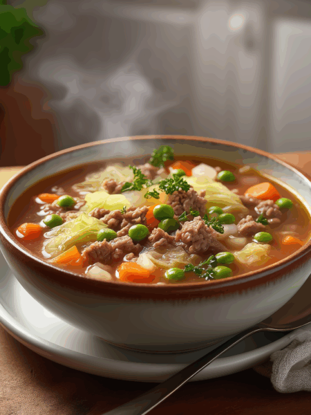 Hearty Cabbage and Ground Beef Vegetable Soup