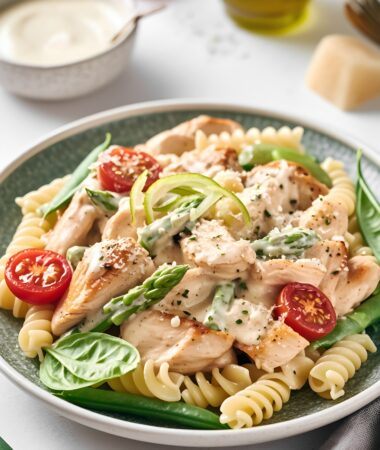 Hearty Chicken & Spring Veggie Pasta with Zesty Cream Sauce