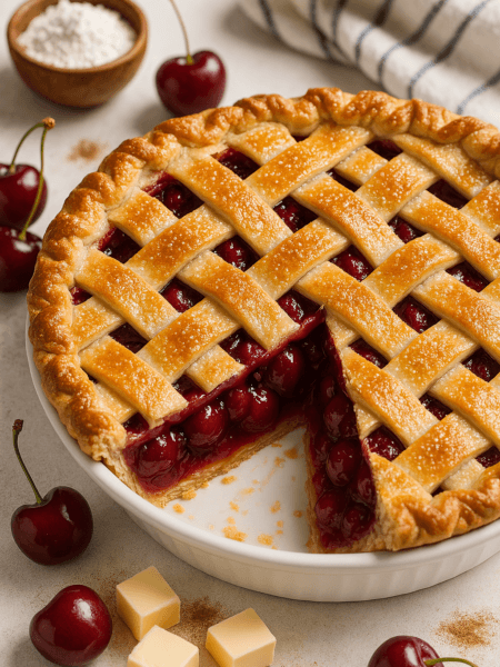 Homemade Classic Cherry Pie with Flaky Butter Crust