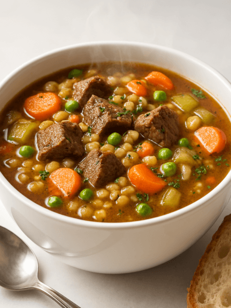 Instant Pot Beef and Barley Soup with Vegetables