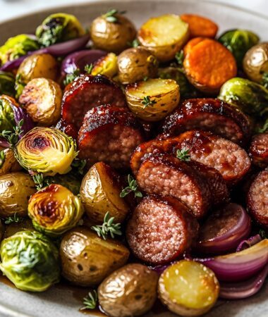 Maple-Dijon Sausage and Veggies – Sheet Pan Dinner