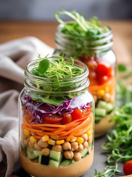 Mason Jar Rainbow Salads – A Colorful, Zero-Waste Earth Day Meal