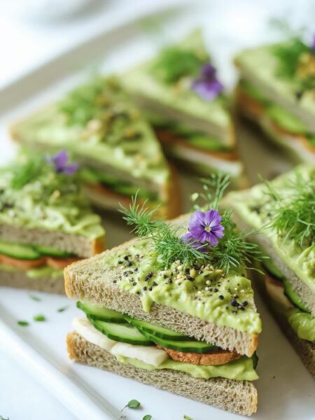 Matcha Avocado Tea Sandwiches—Sprouted Bread for Mom
