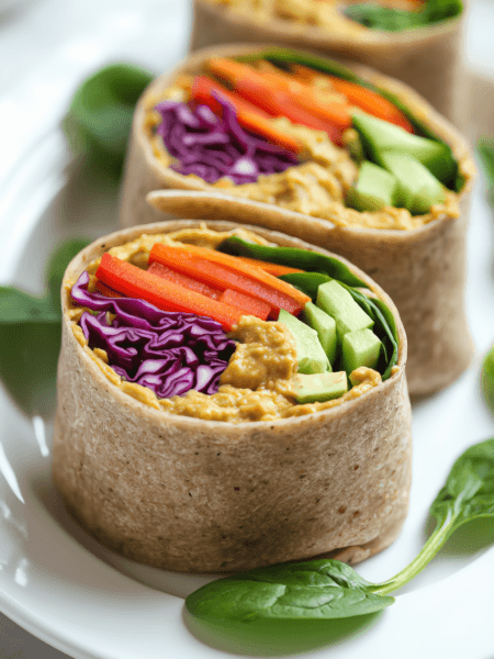 Rainbow Veggie Hummus Wraps – Plant-Based Earth Day Meal