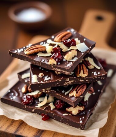 Rustic Cherry Pecan Dark Chocolate Bark