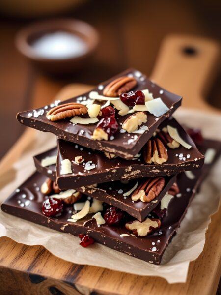 Rustic Cherry Pecan Dark Chocolate Bark