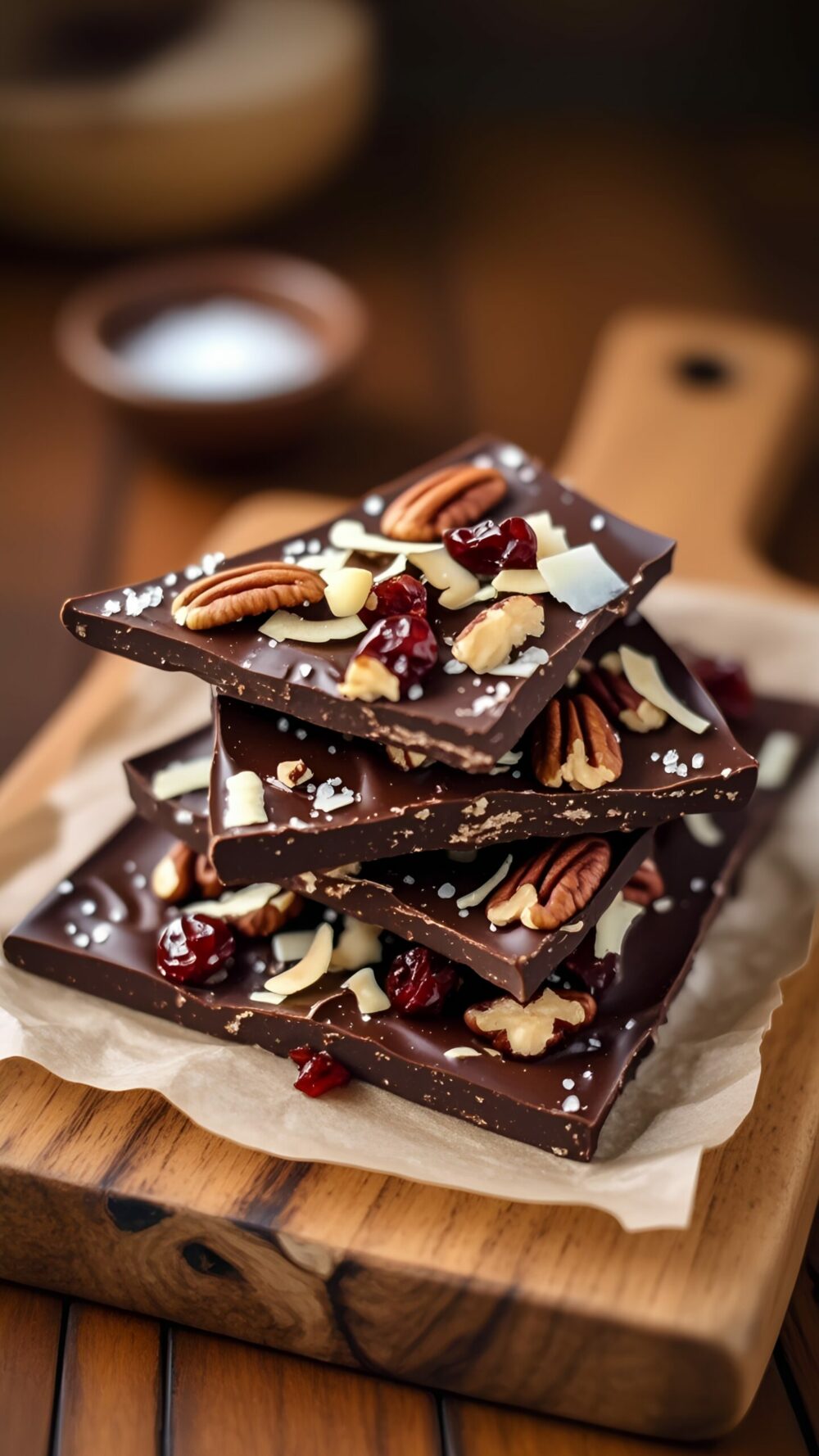 Rustic Cherry Pecan Dark Chocolate Bark