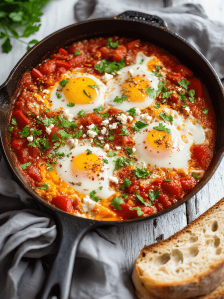 Shakshuka – Poached Eggs in Spiced Tomato Sauce