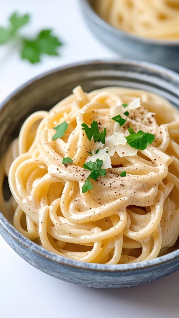 Soft Noodles with Creamy Cottage Cheese Sauce