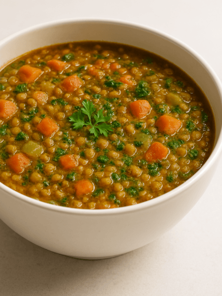 Spiced Lentil and Rice Stew with Herbs and Veggies