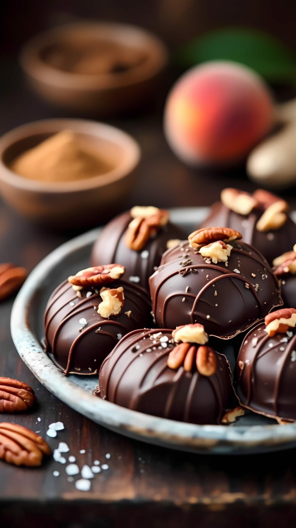 Spicy-Sweet Ginger Peach Dark Chocolate Clusters