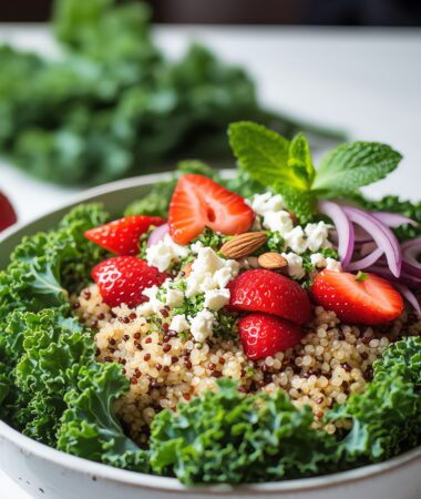 Strawberry Kale Power Bowl with Lemony Vinaigrette