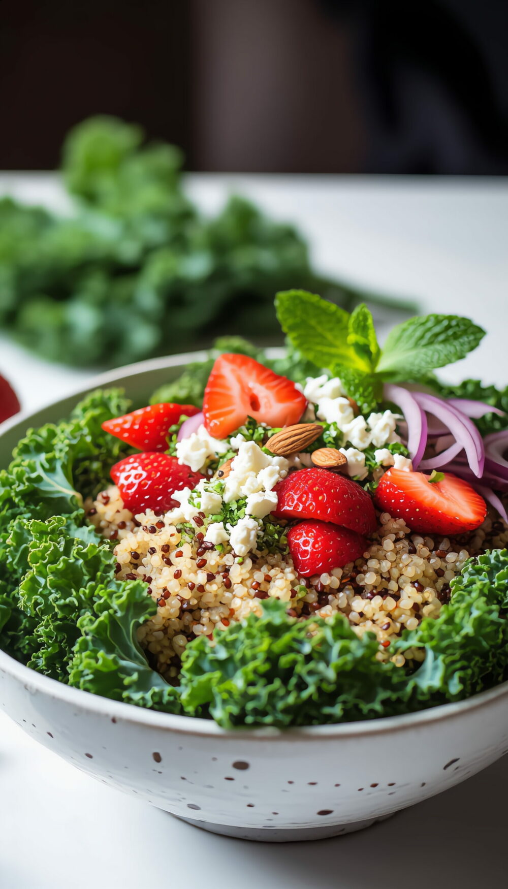 Strawberry Kale Power Bowl with Lemony Vinaigrette