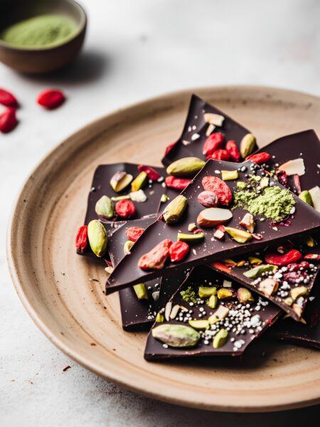 Superfood Goji Berry Matcha Dark Chocolate Bark