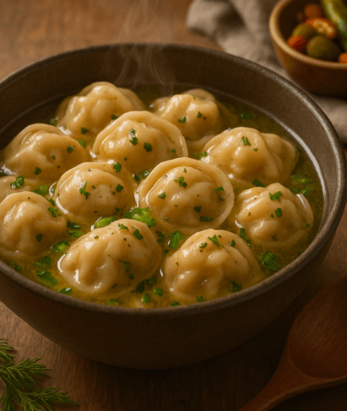 Tender Meat Dumplings in Broth or Butter Sauce