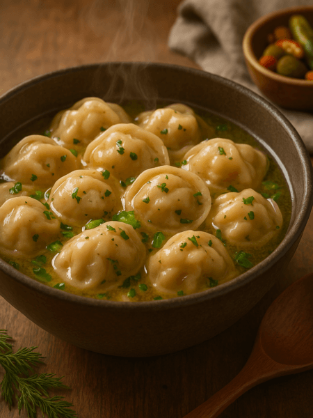 Tender Meat Dumplings in Broth or Butter Sauce