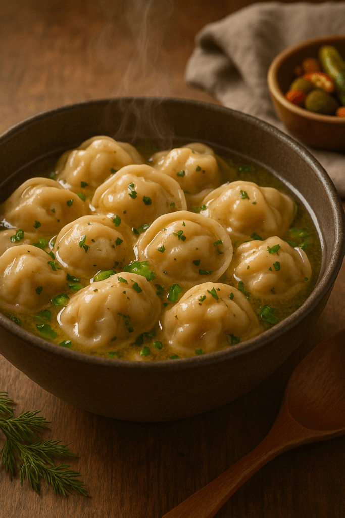 Tender Meat Dumplings in Broth or Butter Sauce