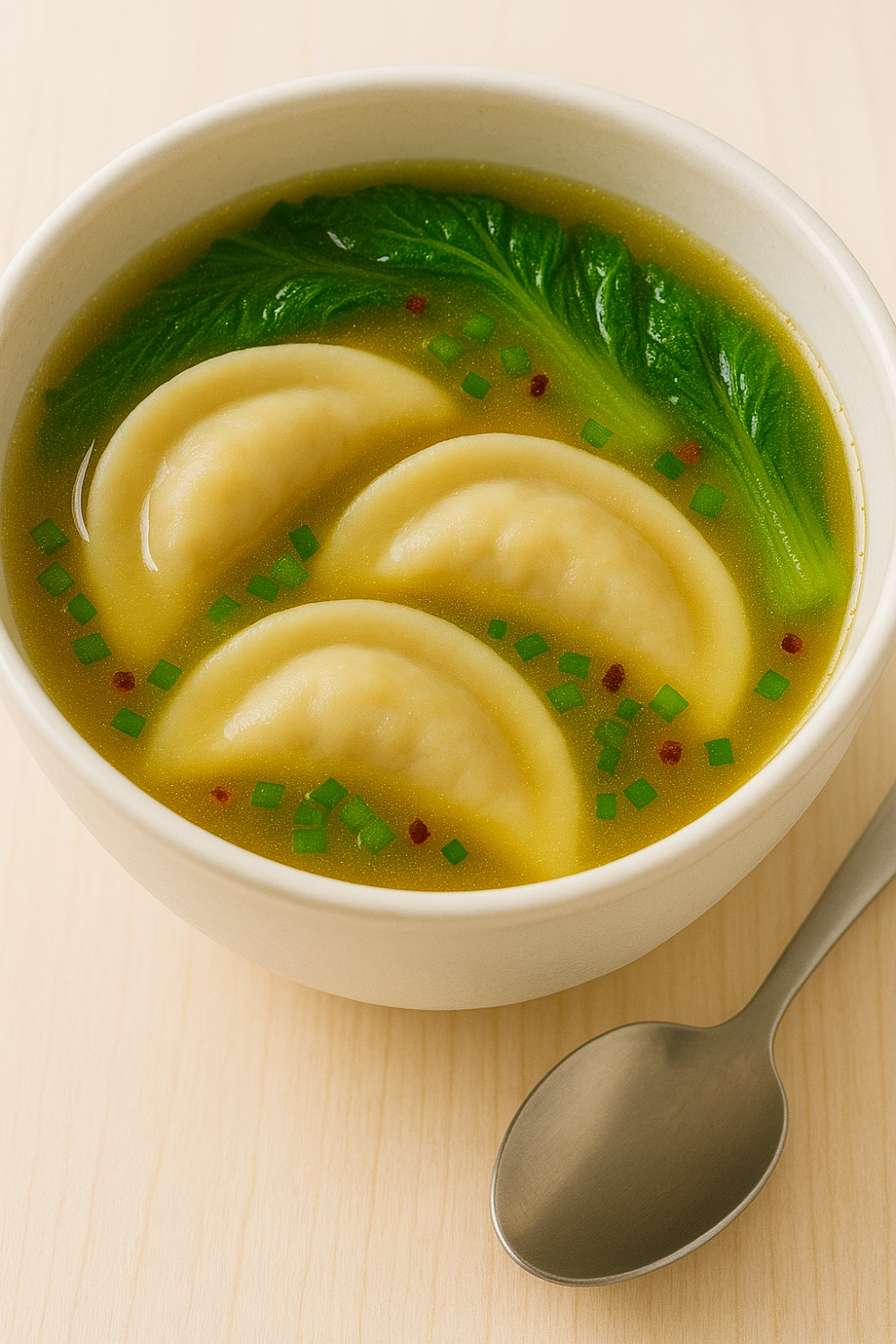 Vegan Dumpling Soup with Tofu and Vegetables