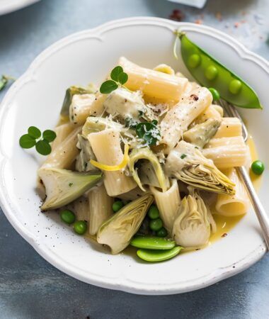 Zesty Garlic Lemon Pasta with Artichokes and Fresh Peas