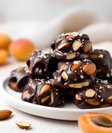 Chewy Apricot Almond Dark Chocolate Clusters
