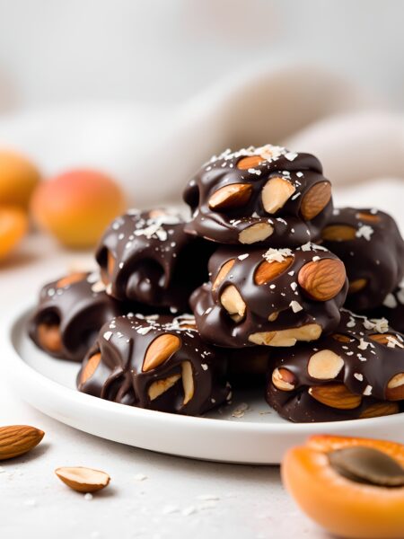 Chewy Apricot Almond Dark Chocolate Clusters
