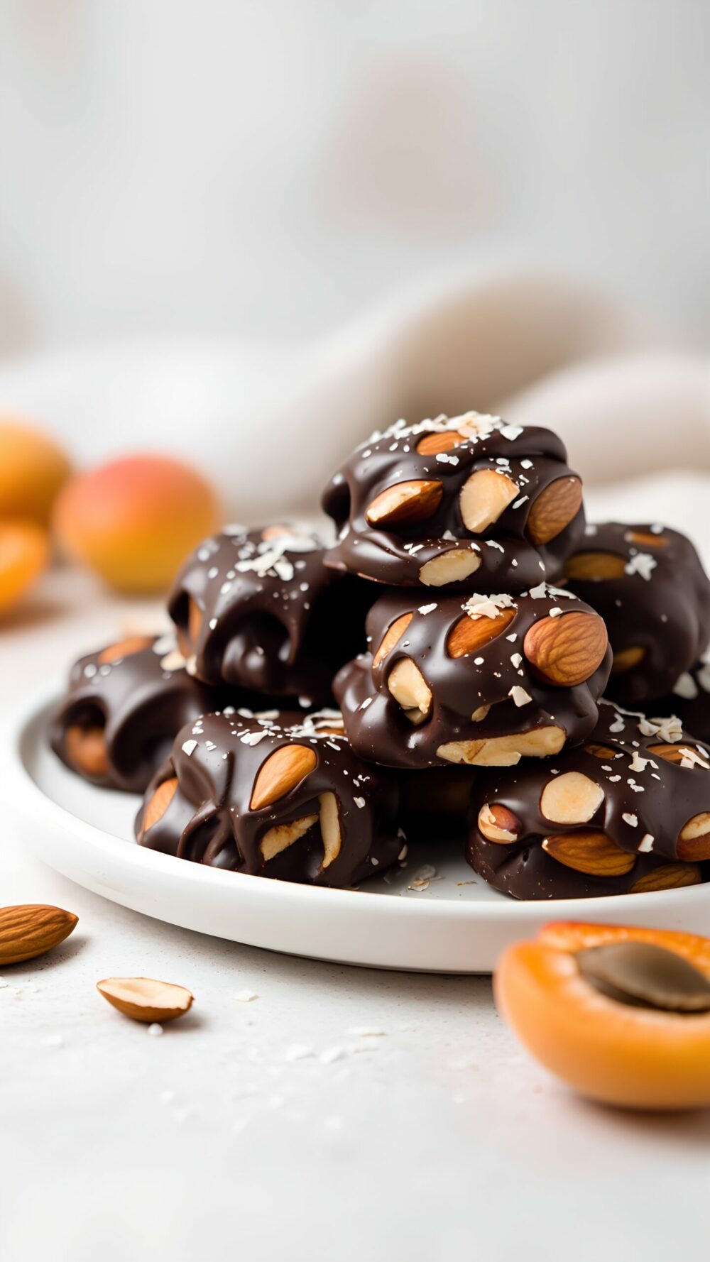 Chewy Apricot Almond Dark Chocolate Clusters