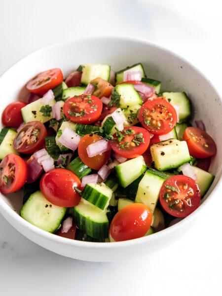 Cucumber Tomato Salad with Zesty Lemon Herb Vinaigrette