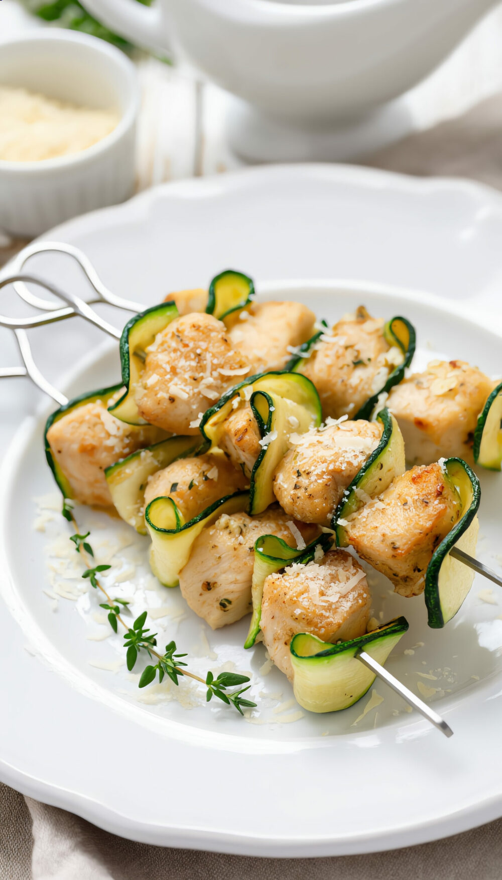 Garlic Parmesan Chicken and Zucchini Wedding Skewers