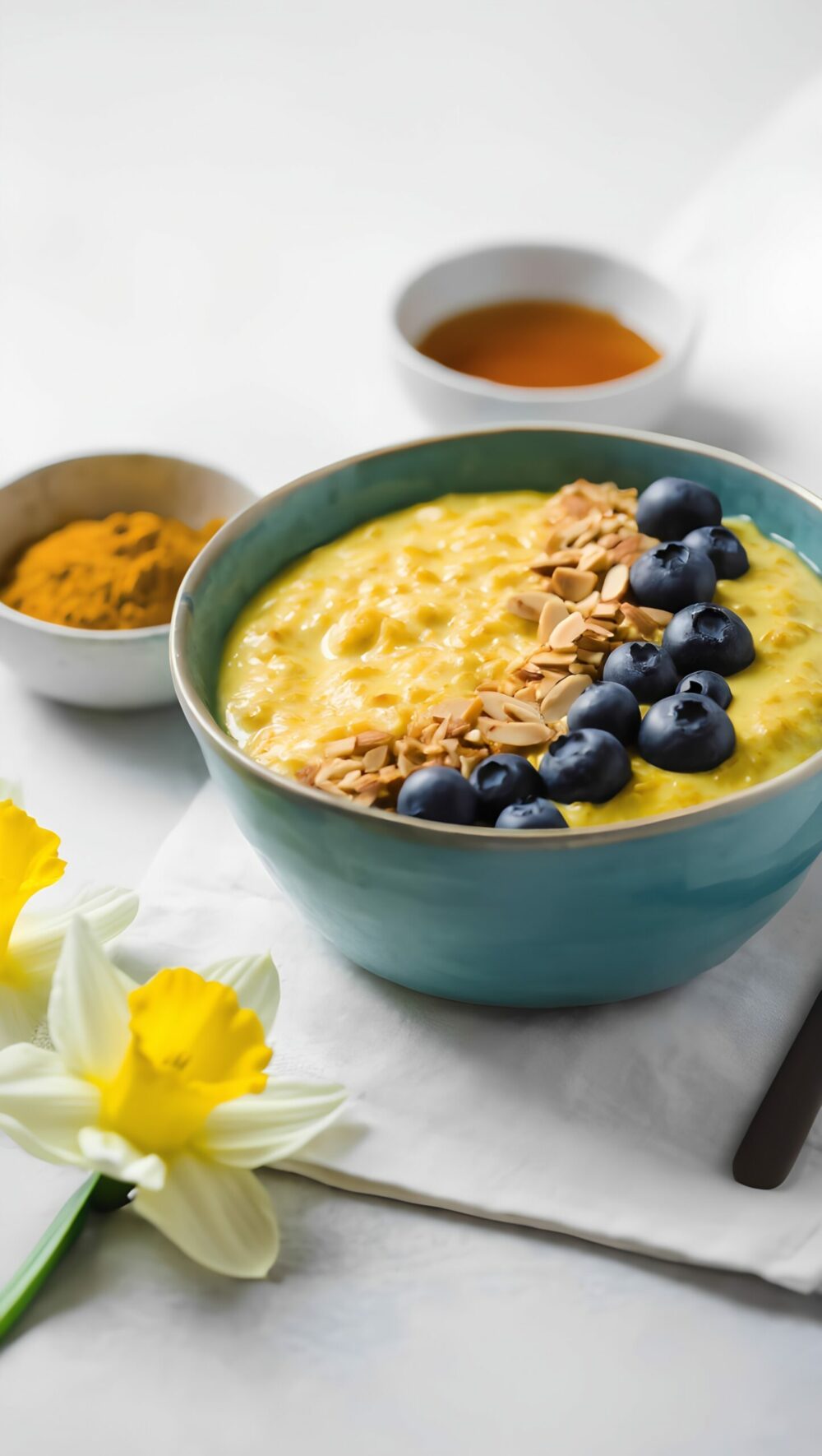Golden Milk Steel Cut Oats with Almond Crunch for Mom