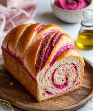 Hot Pink Beet Hummus Sourdough Swirl Bread for Mom