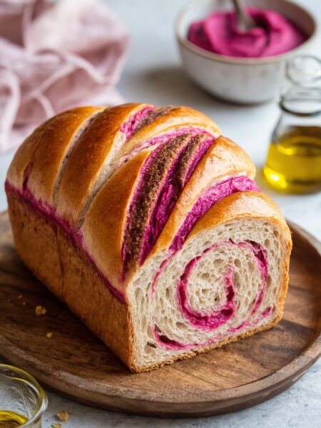Hot Pink Beet Hummus Sourdough Swirl Bread for Mom