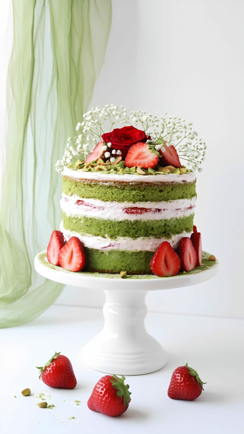 Matcha Strawberry Layer Cake for Bright Eyed Grads