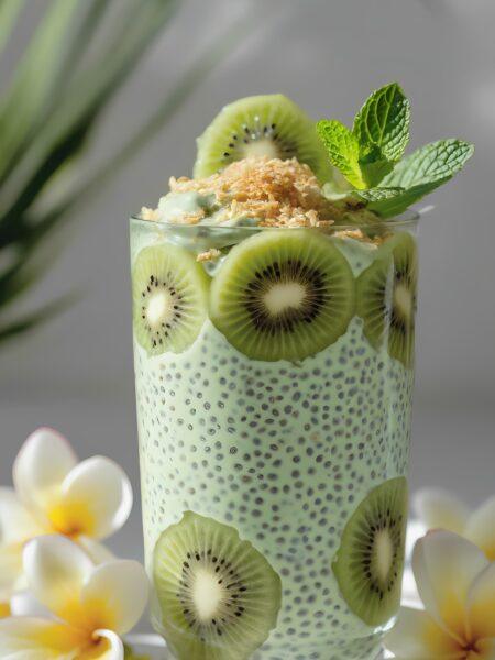 Overnight Chia Matcha Kiwi Parfaits -Prep While You Sleep