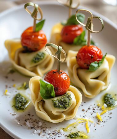 Pesto Tortellini and Roasted Tomato Wedding Skewers Delight