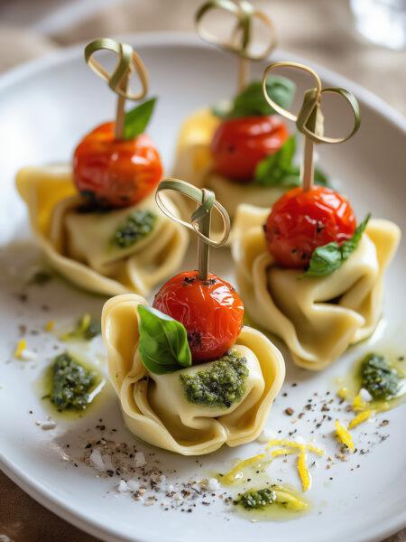 Pesto Tortellini and Roasted Tomato Wedding Skewers Delight