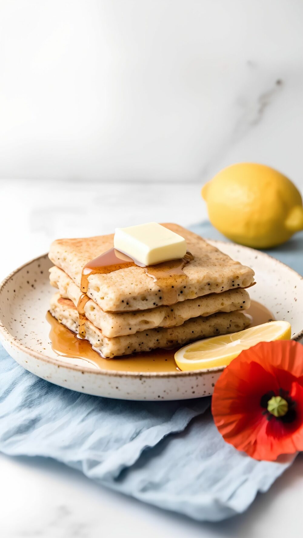 Whole Grain Lemon Poppy Sheet Pan Pancakes for Mom