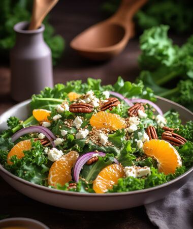Dark Leaf Salad with Maple Candied Pecan and Tangerine