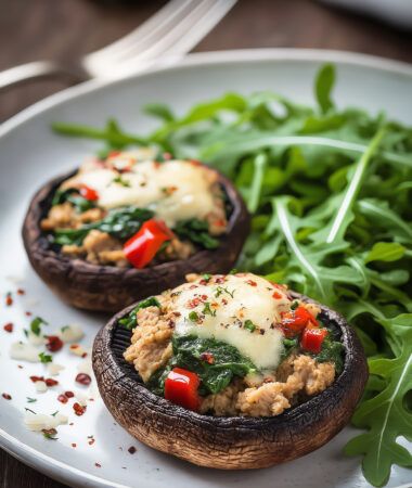 Lean Turkey and Spinach Stuffed Portobello Steak